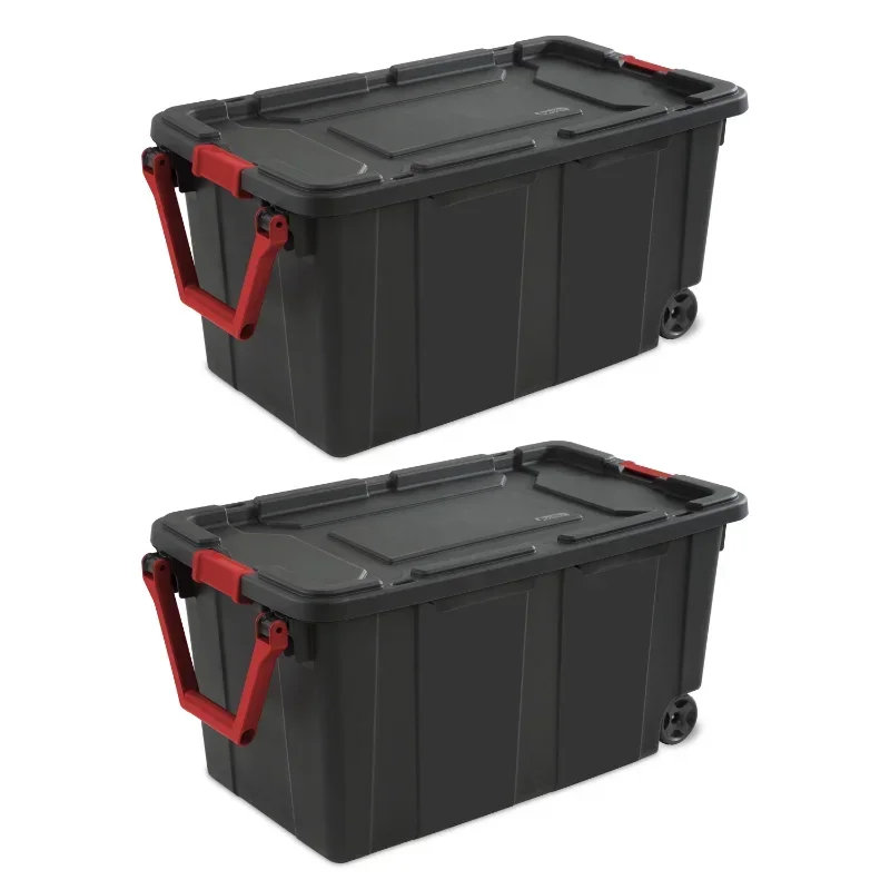 

Sterilite 40 Gallon Wheeled Industrial Tote Plastic, Black, Set of 2storage storage boxes storage box