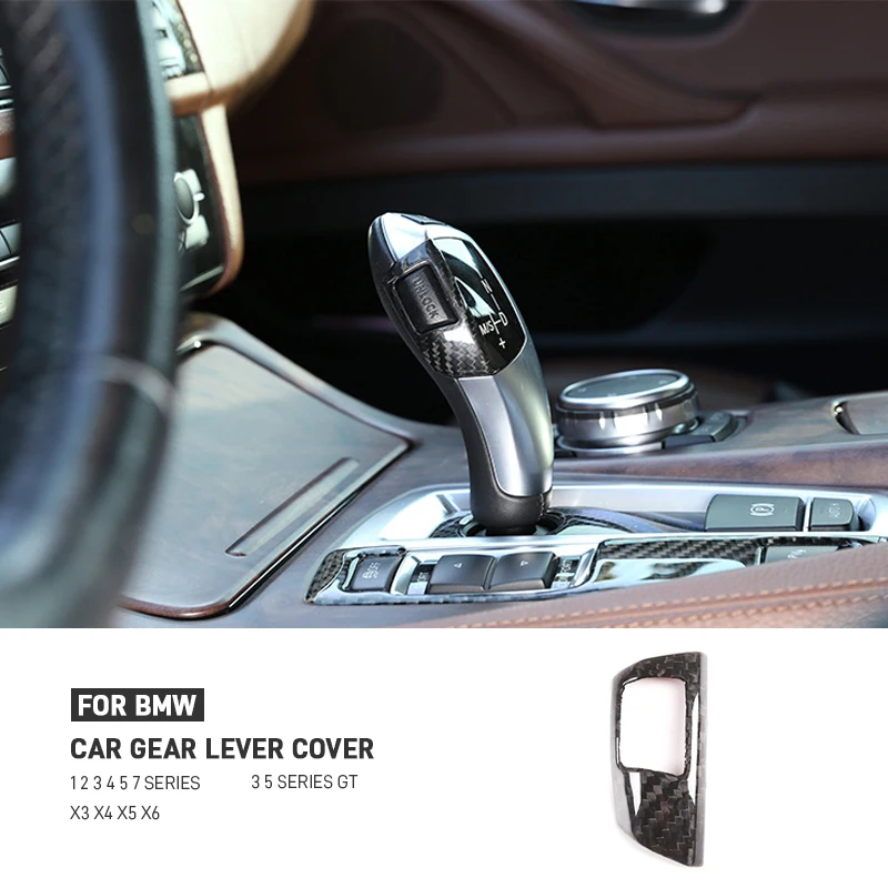 

Real Carbon Fiber For BMW 1 2 3 4 5 7 Series X3 X4 X5 X6 F30 F31 F34 F15 F16 F25 F26 F20 F10 F18 Car Gear Shift Knob Cover Trim