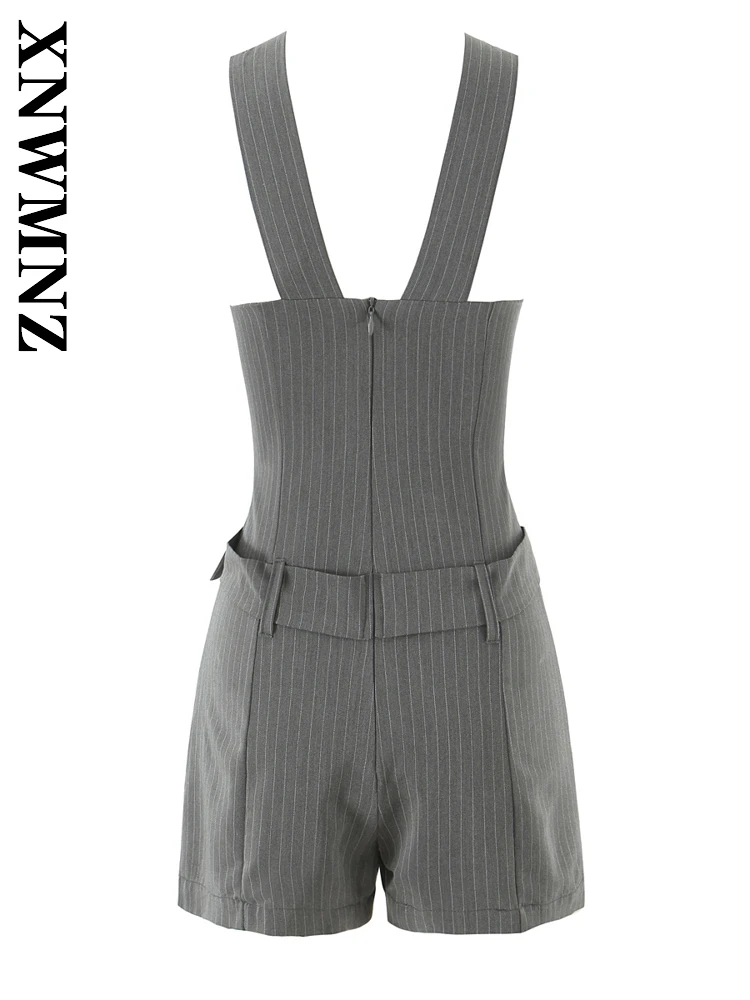 XNWMNZ 2025 Summer Casual Vintage Shoulder Sleeveless Short Pants Simple Lady wide shoulder strap Backless High Waist Commuting