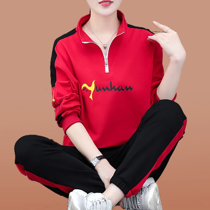 

Женский повседневный спортивный костюм, весна 2023, новая одежда для квадратных танцев, толстовка на подкладке Fce, комплект из двух предметов, смесь хлопка