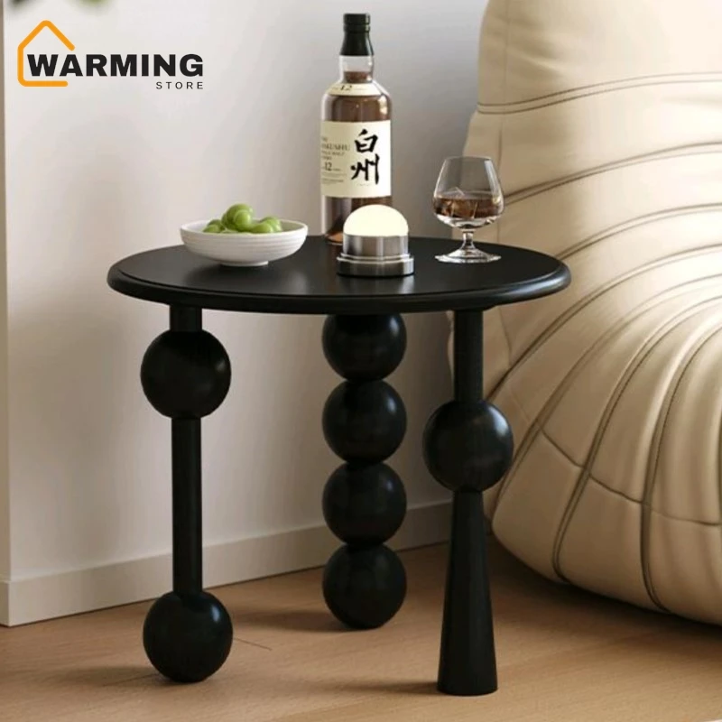 Warming Middle Aged Solid Wood Sofa Edge Table Simple Small Round Table French Retro Living Room Corner Table For Home Use 2024