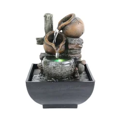 3 Tiered Indoor Tabletop Fountain Waterfall, Relaxation Zen Meditation Desktop Fountain With LED Light for Home Decoration
