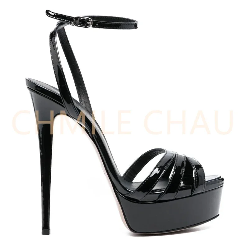 【Measure your feet length before order】Women Stiletto High Heel Ankle Strap Platform Sandal Sexy Fetish Prom Dress Shoe 1-CHC-30