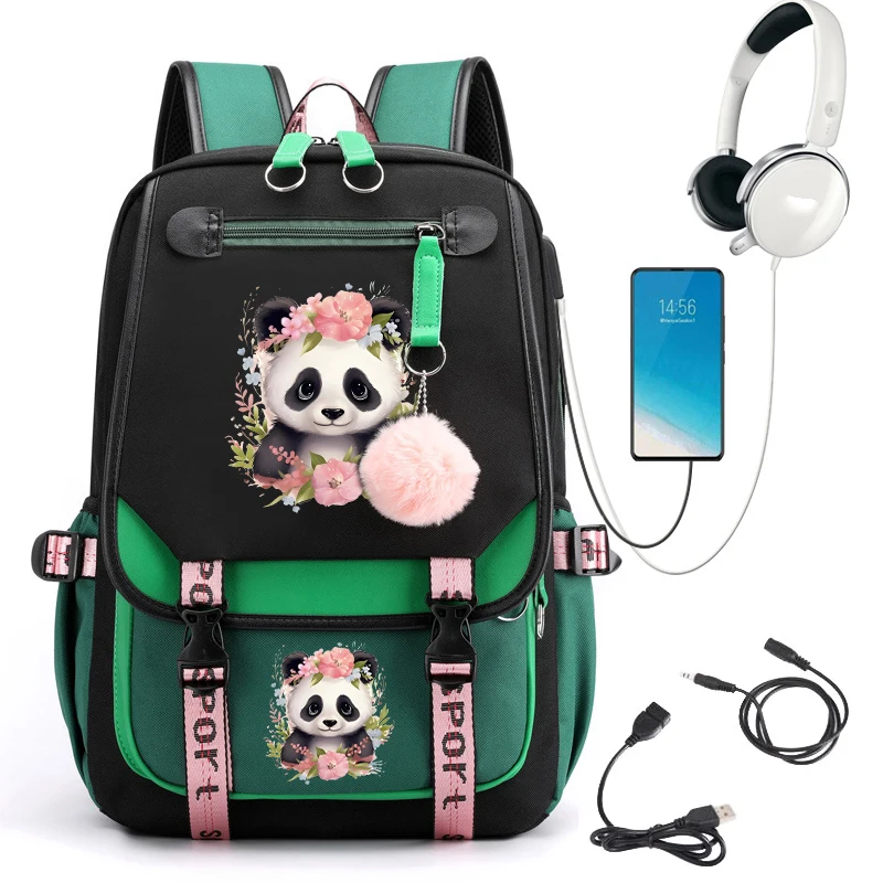 Zaino Kawaii per borse da scuola di moda scolastica per ragazze cartone animato simpatico fiore Panda zaino scuola adolescente studenti Bookbag