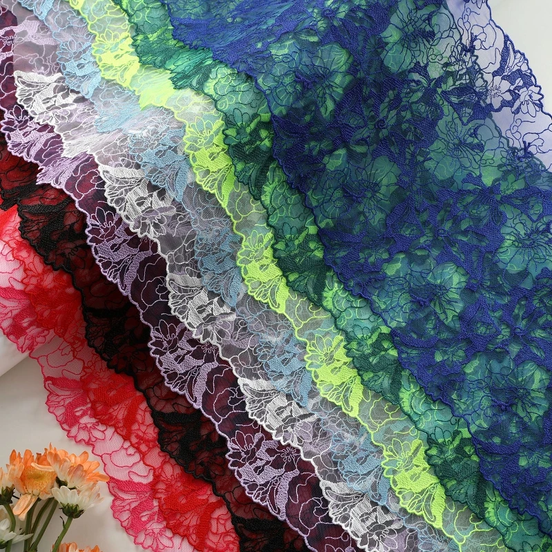 

20Yards Various Colors Floral Embroidery Lace Fabric Mesh Tulle Trims Garment Bra Underwear Lingerie Sewing Trimmings DIY