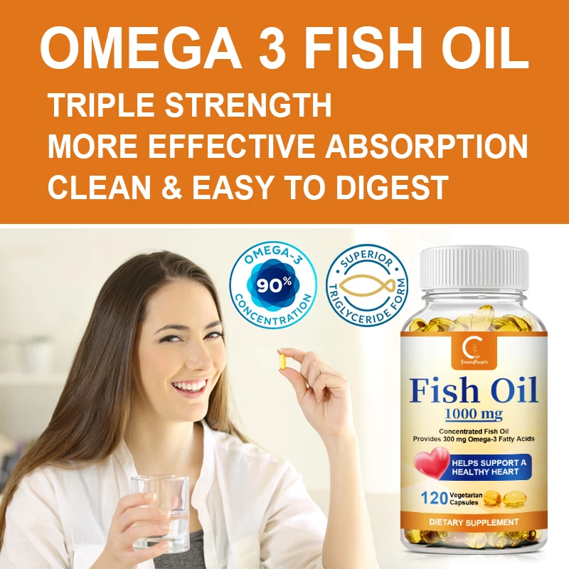 GPGP Greenpeople 120p Fish Oil Capsule 1000Mg EPA DHA Omega 3 fatty acid for Joint Skin Eye and Heart Healthy Dietary Supplement