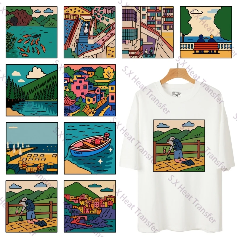 Romantic Cartoon Colorful Pictorial Heat Transfer Sticker DIY T-Shirt Creative Sticker Washable Easy to Use Ironing on Clothing