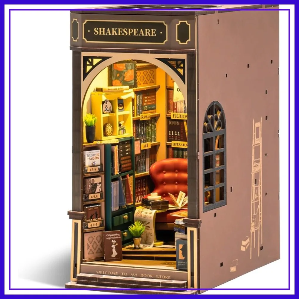

Rowood Book Nook DIY Kit for Adults, 3D Wooden Puzzle Bookshelf Decor, Unique Craft Hobby for Women/Men