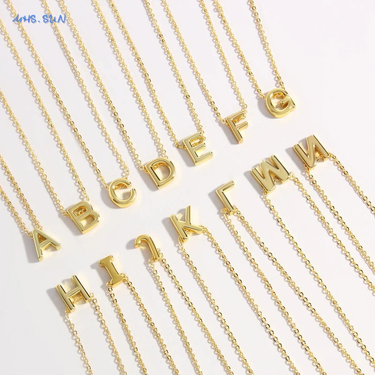 MHS.SUN Gold Color Tiny Initial Necklaces Cute Letters Single Name Choker Necklace For Women Alphabet Pendant Jewelry Gift