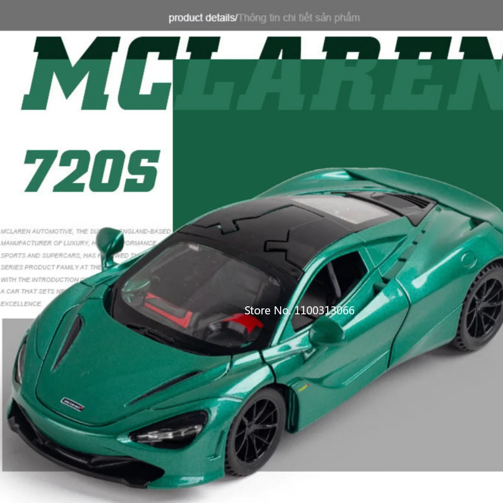 1/32 McLaren 720S Alloy Sports Car Model Diecasts Toy Metal Vehicles Model with Sound Light Doors Can Be Opened Car for Boy Gift