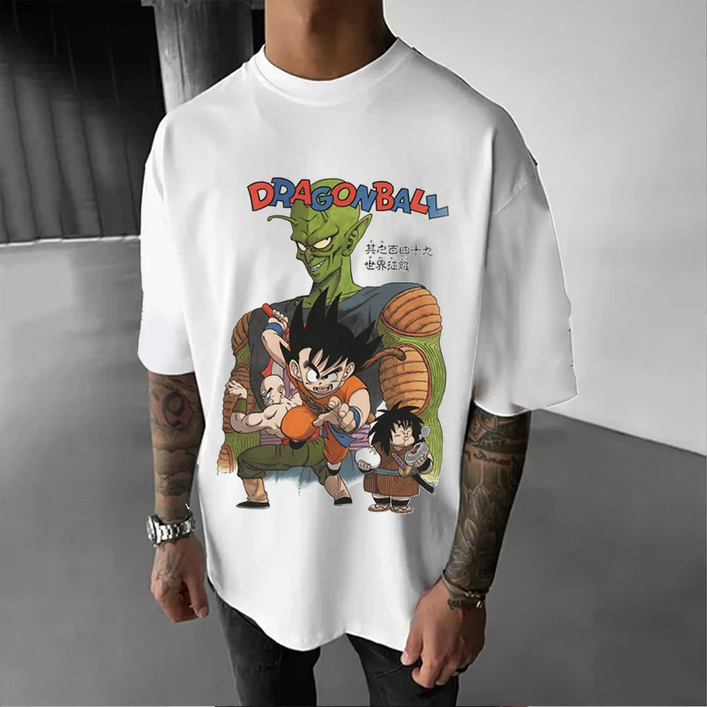 

Американские винтажные футболки с графическим рисунком, мужская одежда в стиле аниме Dragon Ball, летние повседневные женские футболки с короткими рукавами Y2k большого размера