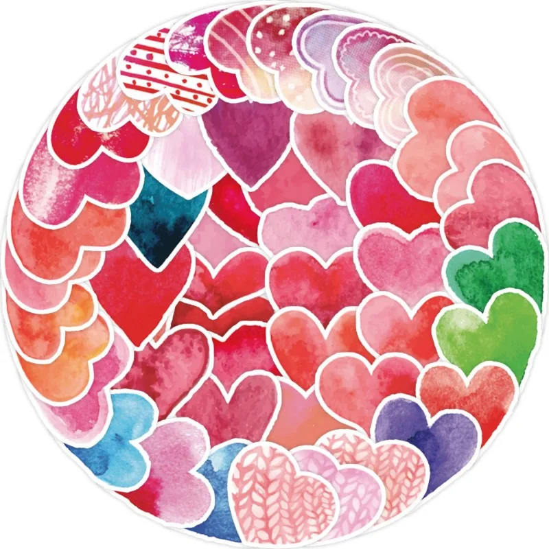 10/25/50pcs Cute Love Heart Shape Stickers for DIY Stationery Scrapbooking Suitcase Water Bottle Phone Laptop Guitar Car