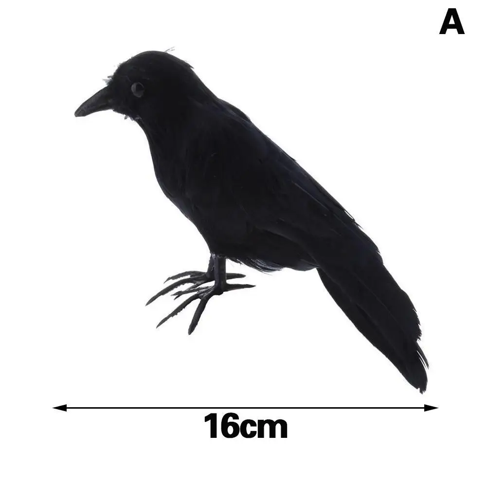 Simulierter schwarzer Krähen-Vogel als Vogelabwehr für den Außenbereich, Garten, Halloween-Party-Requisite, Gothic-Grusel-Dekoration, Ornament – Detail 1