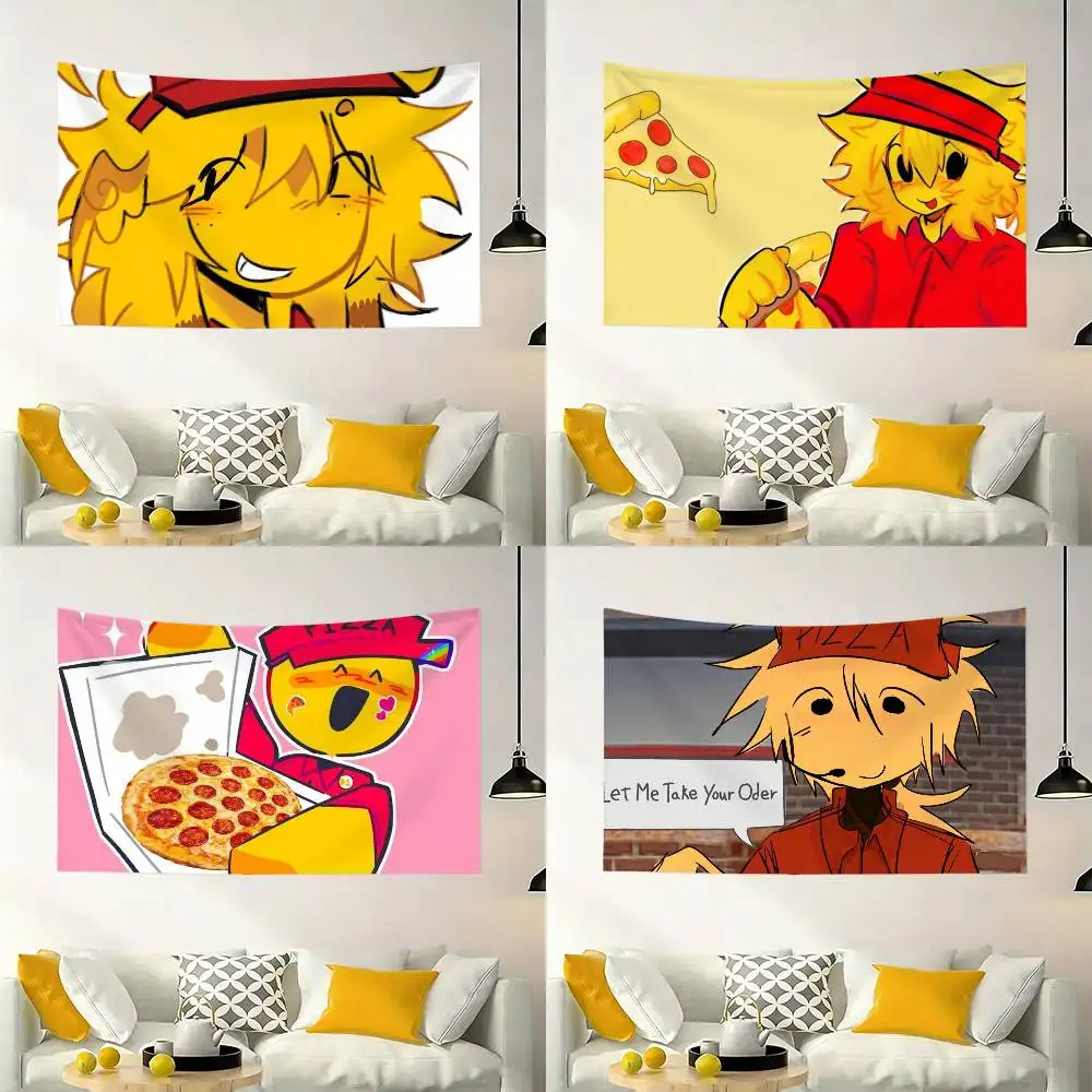 

E-Elliot Anime Pizza Flag Digital Printing Banner for Garage Wall Out Door Decoration