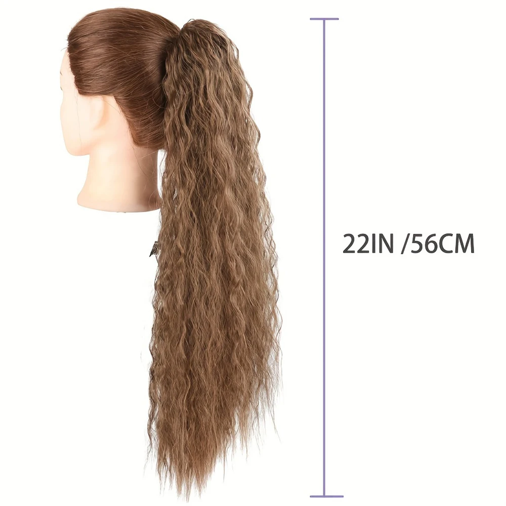 Extension de cheveux longs en queue de cheval synthétique pour femme, postiche moelleuse, extension ultraviolette, maïs bouclé, ondulé, proximité, wstring, fausse queue de cheval, 22 po