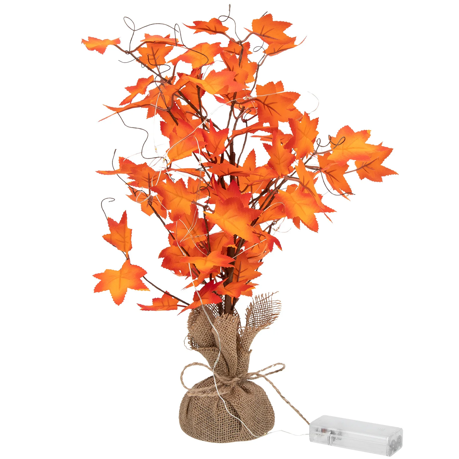 شجرة صناعية مضاءة بمناظر طبيعية من خشب القيقب لديكور المنزل في عطلة عيد الشكر ومصباح على طراز المزرعة الريفية #2