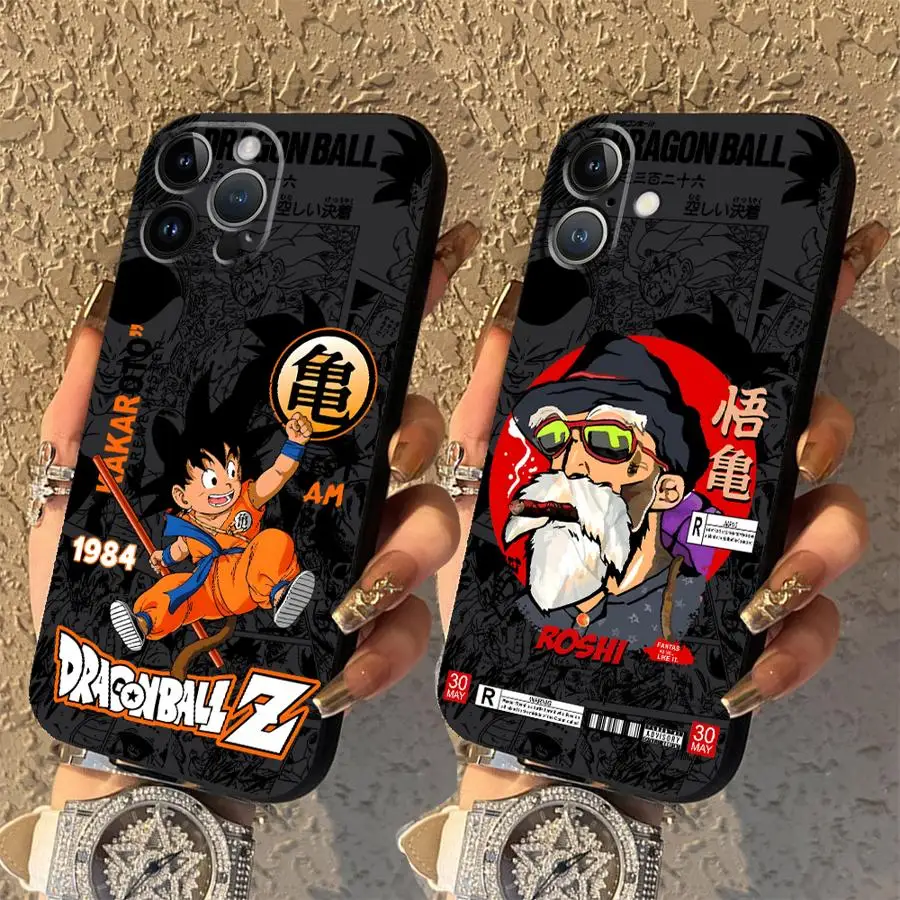 Custodia per iPhone 17Air 7 8 13 12 11 17 Pro Max XR 15 16 14 Plus XS Max Custodia morbida nera per telefono Dragon Ball Cartoon Comics Goku