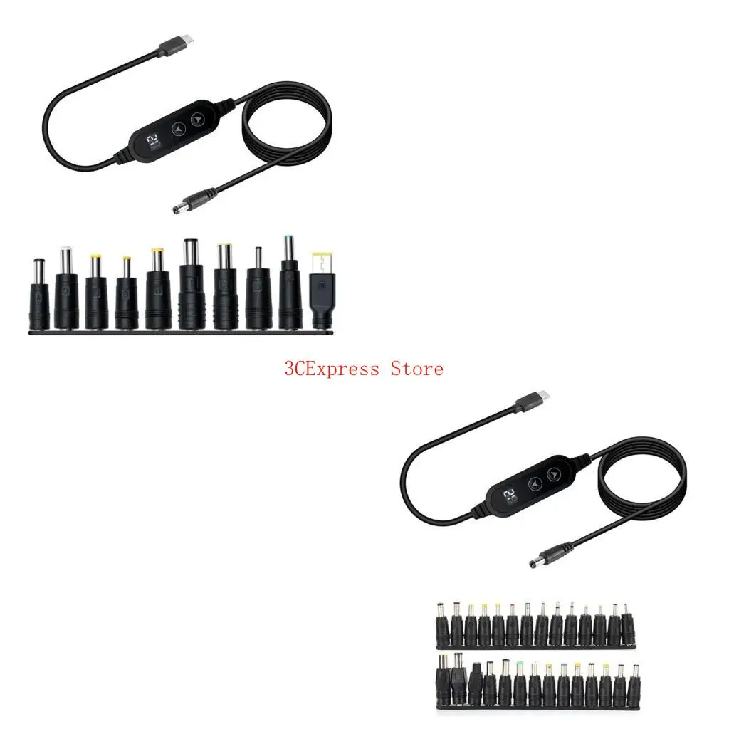 USB C DC5.5x2.5 Adapter Cable PD5V-20V 28 Adapter Tips PD100W for Electronics
