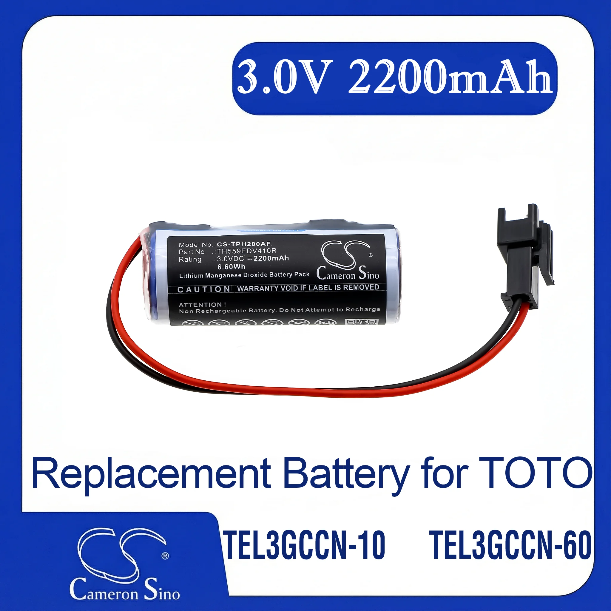 

Cameron Sino Replacement Battery for TOTO DHE812, Eco EFV, SHX0134, TEL3GCCN-10,, Fits P/N Flush-2,TH559EDV410R,THP3053