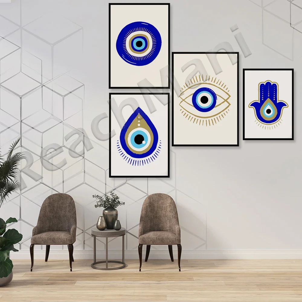 Printable Evil Eye Wall Art  - Boho Prints Series: Esoteric Greek Evil Eye Art, Nazar Wall Art, Turkish Evil Eye Esoteric Art