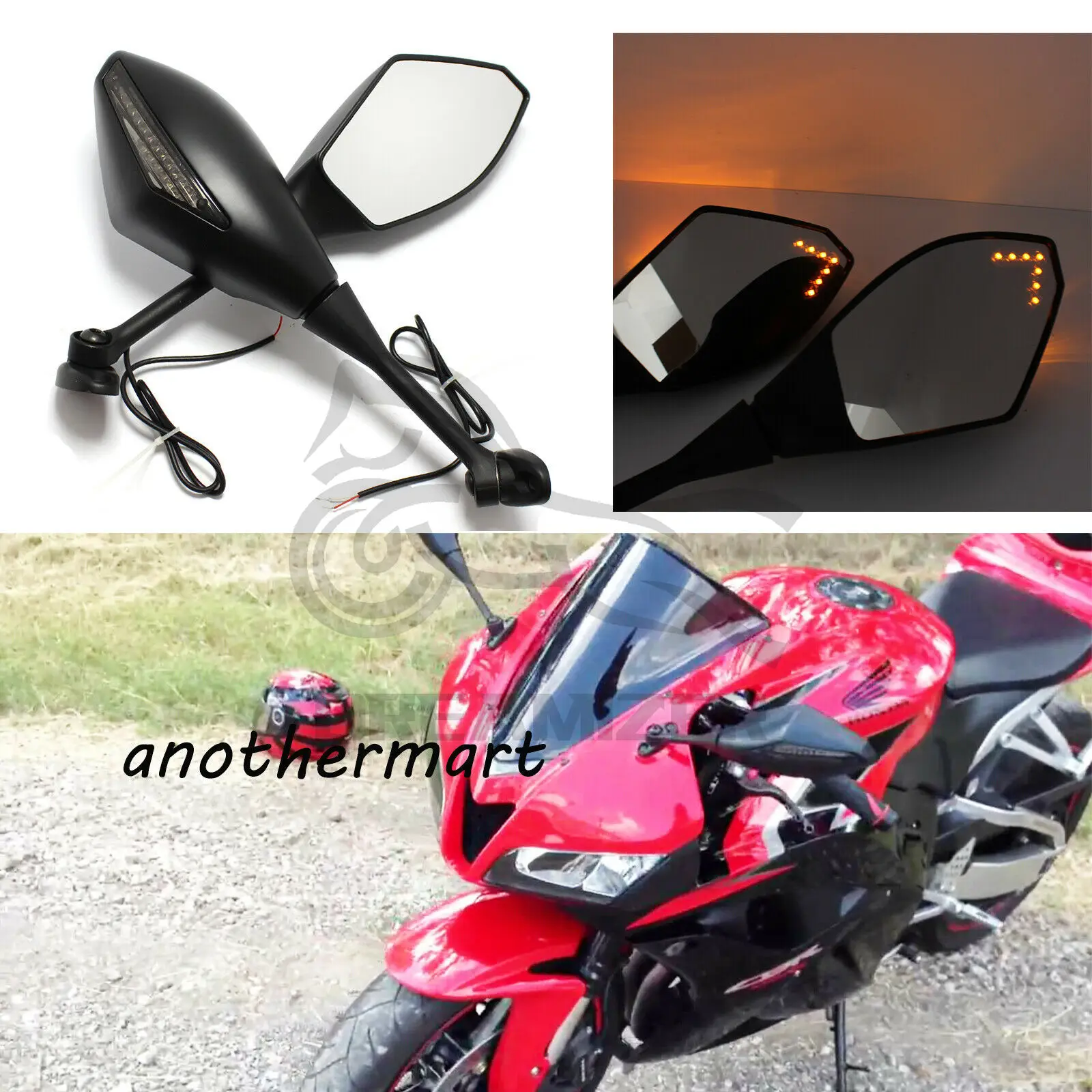 

Integrated Turn Signals Mirrors LED Motorcycle Rearview Side Mirror for Honda CBR600RR CBR1000RR CBR250R CBR500R GSXR 600 750