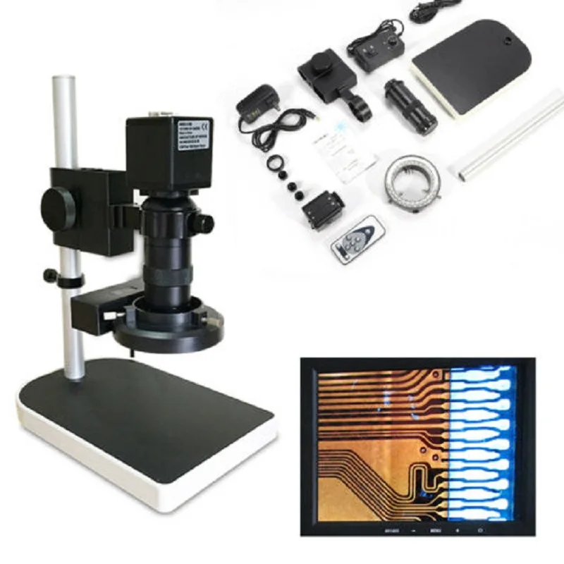 16MP 180X 60FPS HDMI Industry Microscope Camera Stand Measurement Industry Digital Zoom Video Camera Set 1/3 