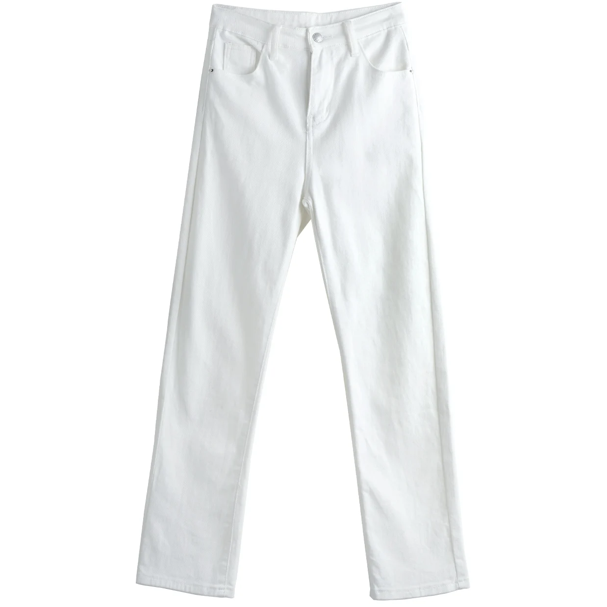 OLrain blanc jean pour femmes 2025 automne décontracté taille haute pantalon banlieue coton jambe droite femme Denim pantalon WN56QA93303