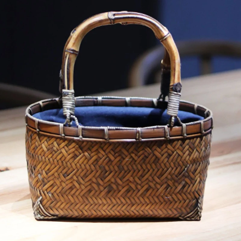 

Fashionable Handmade Woven Handbag Vintage Bamboo Woven Women's Bag High-quality Armpit Bag Summer Beach Bag