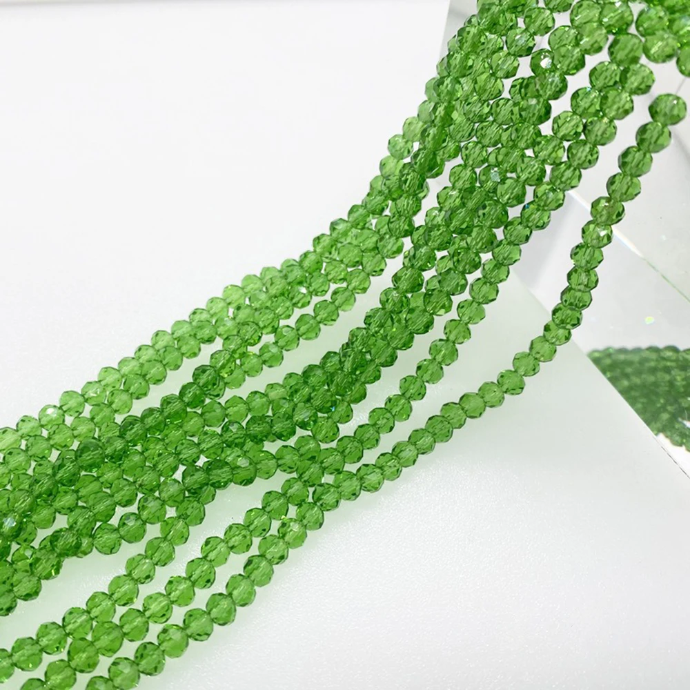 3 4 6 8mm 5Strands Green Glass Faceted Bead Crystal Bead Strand Spacer Beads for Jewelry Making Accessories DIY QMB12