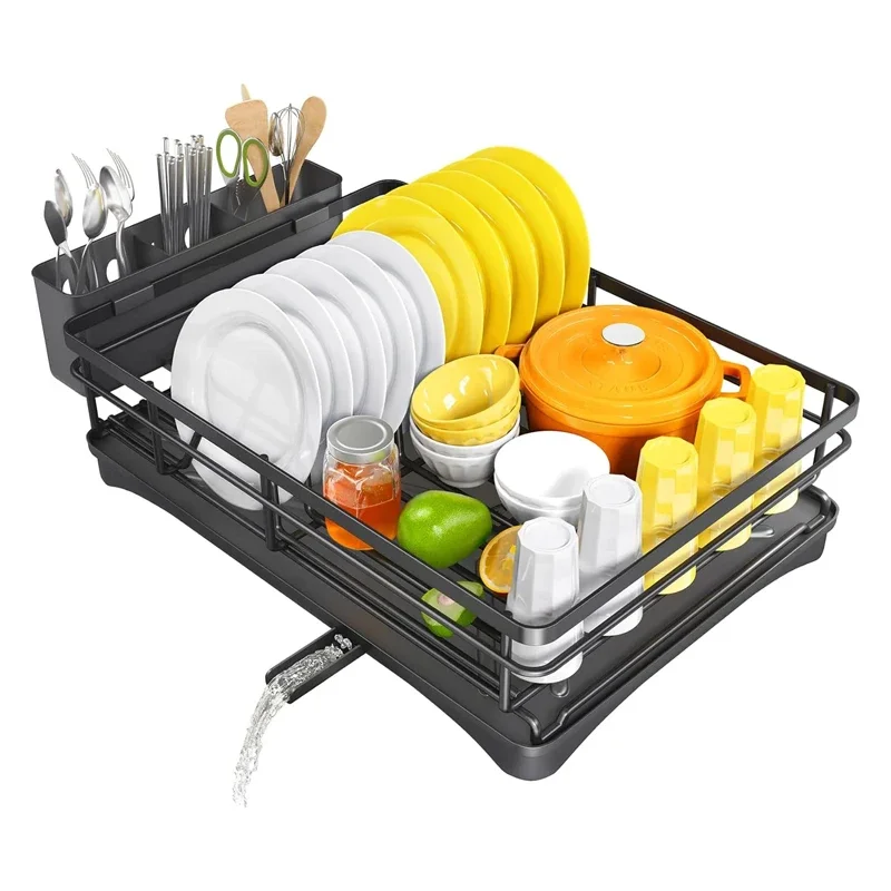 

New Dish Drying Rack for Kitchen Counter Large Dish Rack with Drainboard Rustproof Dish Drainer
