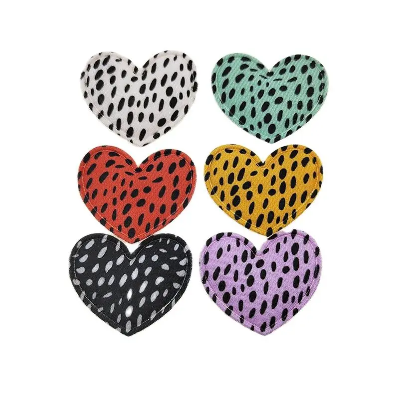 100 Stück Leoparden-Stoff-Herz-Applikationen 3,5*3CM für DIY-Nähprojekte, Kopfbedeckungen, Haarspangen, Schleifendekoration, Aufnäher für Kleidung & Hüte – Detail 1