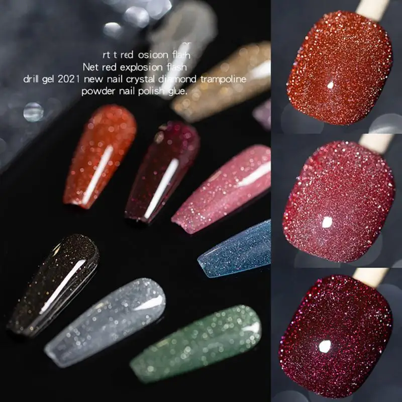 Mais recente verniz semipermanente com glitter 10ml esmalte em gel quebrado uv led semi-permanente esmalte gellac