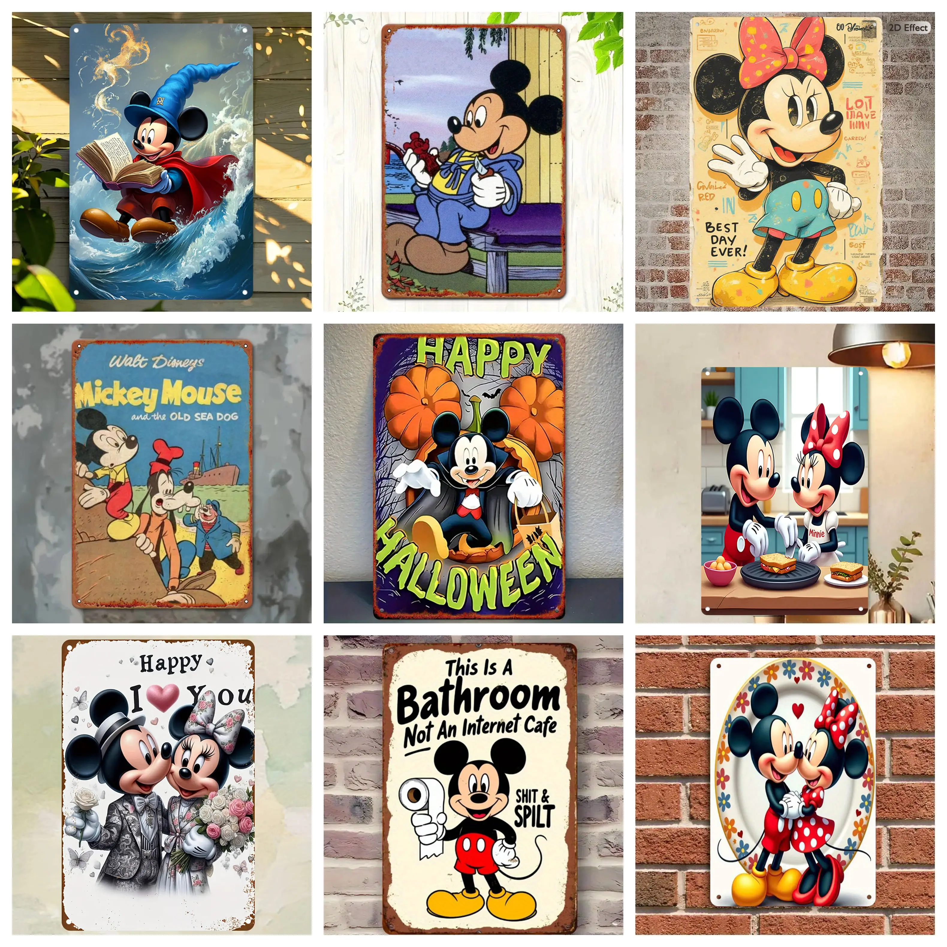 

Miniso Appreciation of Disney Classics Decor Poster Tin Sign Metal Sign Decorative Plaque for Pub Bar Club Wall Decoration