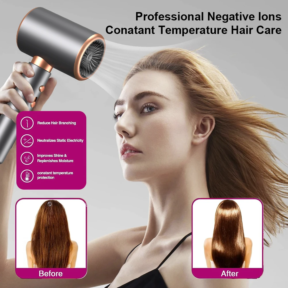Negative Ion Blow Dryer 3rd Gear Professional Hair Dryer with Hot Cold Wind Air Brush Function Strong Power Salon Tool gallery 5