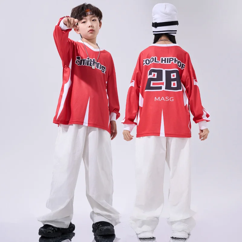 Kids Jazz Dance Hip Hop Clothes Boys Girls Loose Street Dance Suit Kids Breaking Tops Pants Catwalk Show Outfits DQL9472