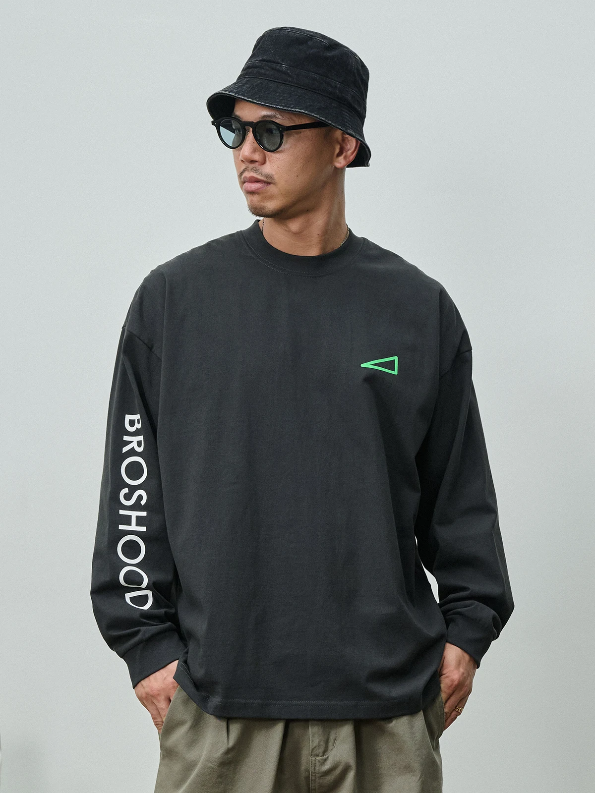 Broshood 25AW Unisex Basic Long Sleeve T-Shirt Velvet Print Casual round Neck Loose Fit Fashionable Citywalk Cotton Tee