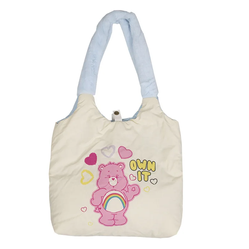 Echte Carebear Regenbogen Bär große Kapazität Umhängetasche modische und vielseitige Herbst und Winter Schüler Schult asche Geschenk