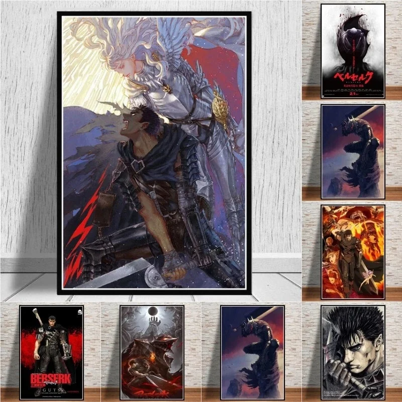 Kentaro Miura Berserk Japan Anime Retro Cartoon Poster Wall Art Painting Canvas Picture Prints Living Home Room Decor