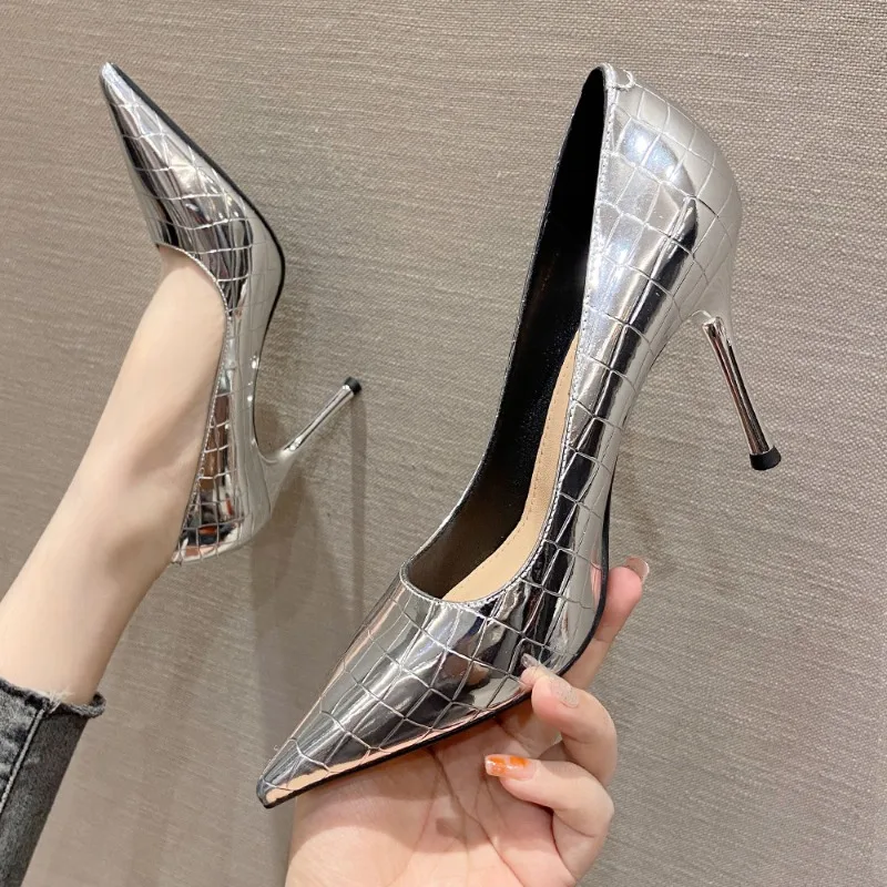 

New Women Shoes Fashion Crocodile Grain Pointed Tip High Heels for Woman Sexy Nightclub Party Shoes Designer Shoes Zapatos Mujer