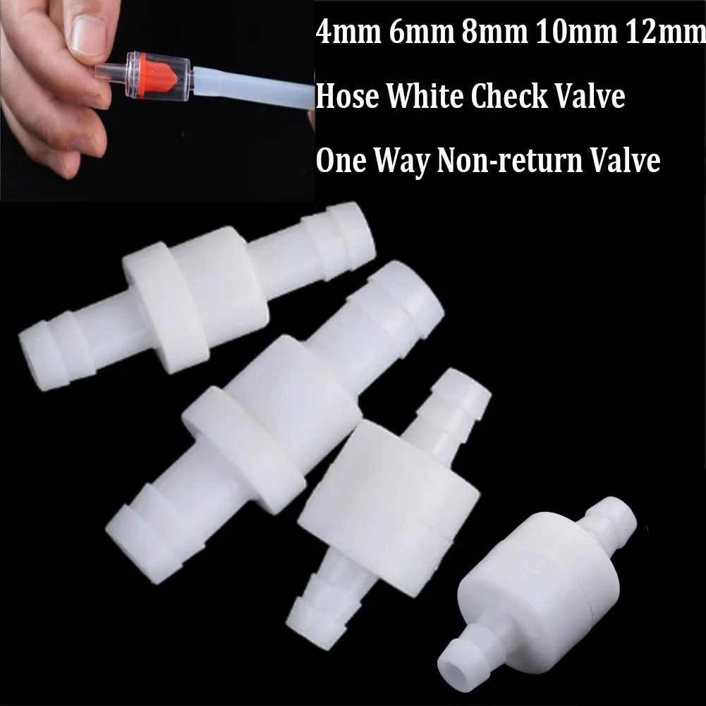

1pcs Check Valve 4mm 6mm 8mm 10mm 12mm Plastic One-Way Non-Return Water Inline Fluids Check Valves For Fuel Gas Liquid