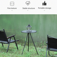 Camping Folding Table Portable Foldable Picnic Table Telescopic Adjustable Round Table Camping Triangular for Travel Hiking BBQ