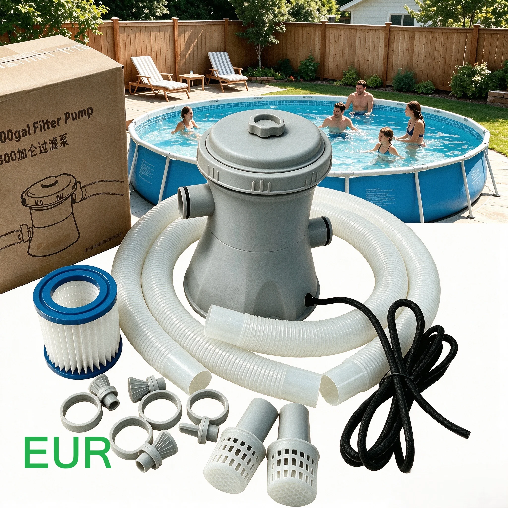 Above Ground Pool Filter Pump Electric Pool Circulating Cleaner Reusable Swimming Pool Filter Device 300 Gallons Pool Filter image 3