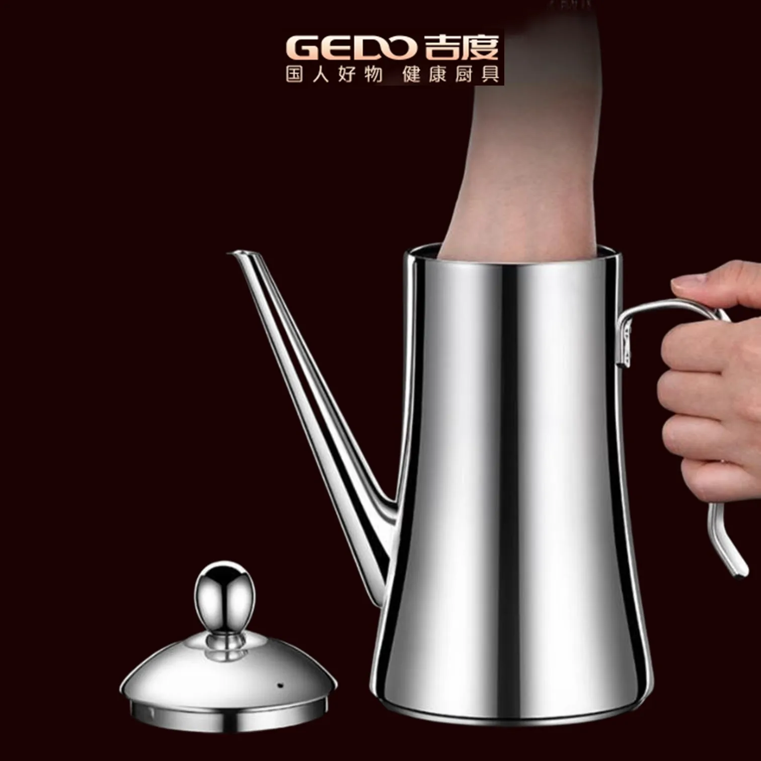 

LFGB Certification Pure 304 Stainless Steel Kitchen Oiler 1000/1300ml Capacity Oil and Condiment Kettle with Bionic Design Spout