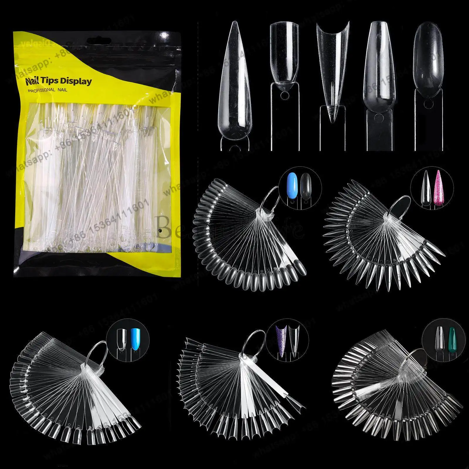 Cross-border nail art swatch 50pcs fan color card, nail polish swatch display panel