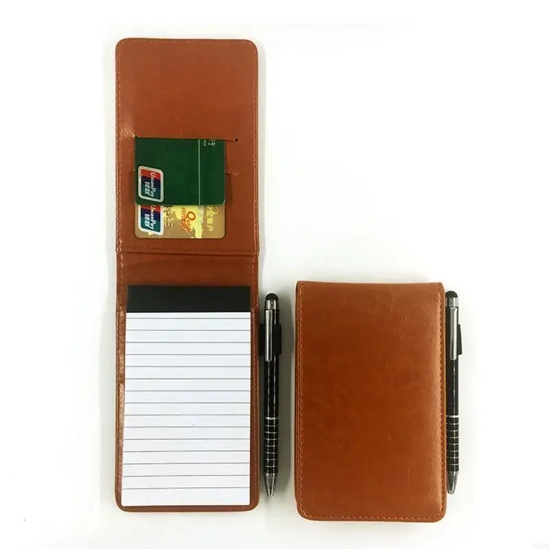 M5TB Mini Pocket Notepad Soporter Conjunto con ranuras bolígrafo Paper forrado grueso Notebook para Conferencia