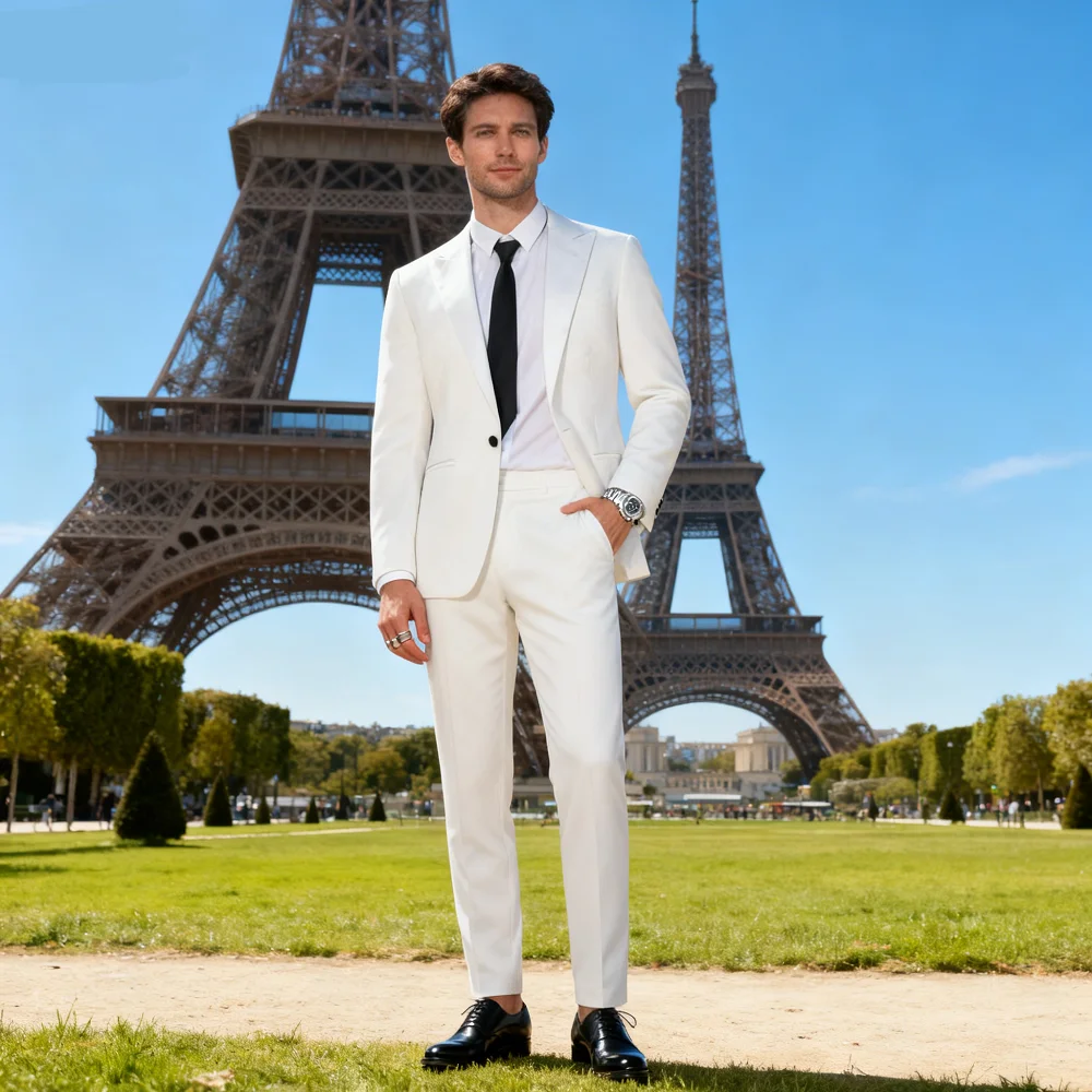 

Men's Casual Business Suit Set Fine Fit Two-Piece Fashion Autumn Winter Korean Style Comfortable Breathable Formal Wear