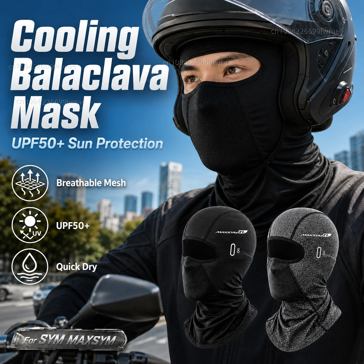 

Cooling Motorcycle Balaclava Mask UPF50+ UV Protection Breathable Face Cover Summer For SYM MAXSYM TL500 TL 500 2020
