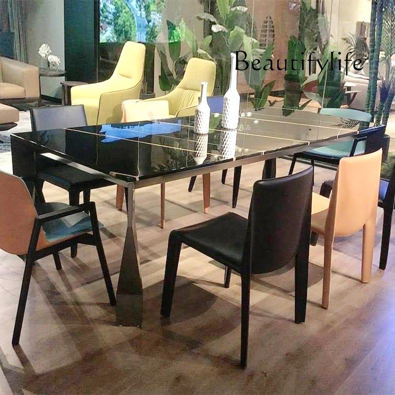 Nordic Style Marble Small Apartment Home Rectangular Dining Table