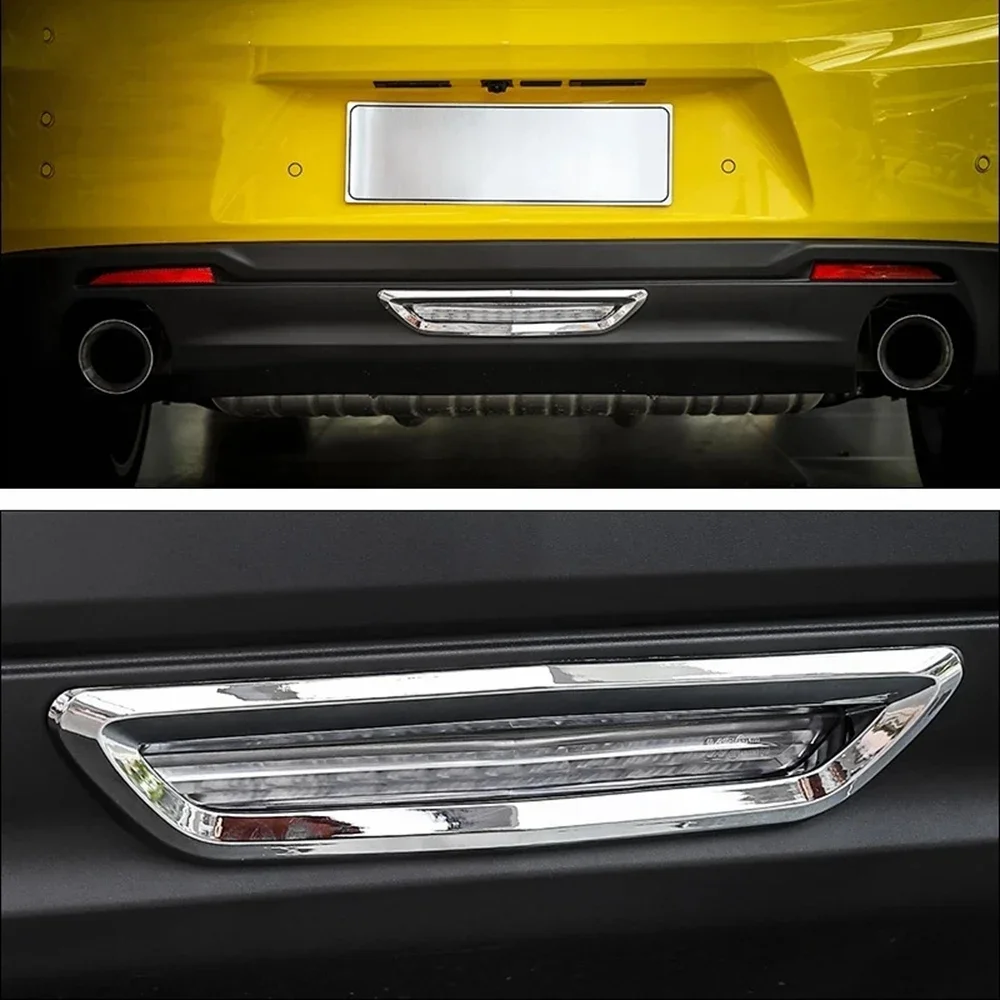 Car Chrome Rear Bumper Fog Light Lamp Cover Trim Decoration Stickers for Chevrolet Camaro 2017-2020 Exterior Accessories