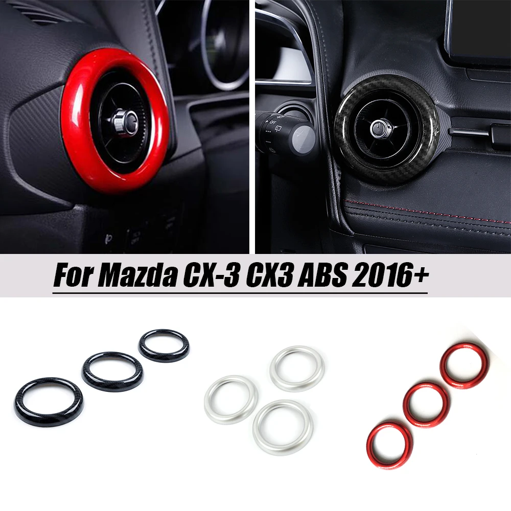 

ABS Carbon/red For Mazda CX-3 CX3 Car conditioner air Outlet frame panel Cover Trim 3pcs car styling 2016 2017 2018 accessories